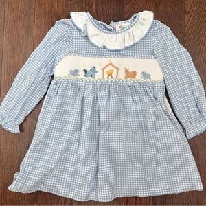 Charming Blue Gingham Kids Dress with Embroidery